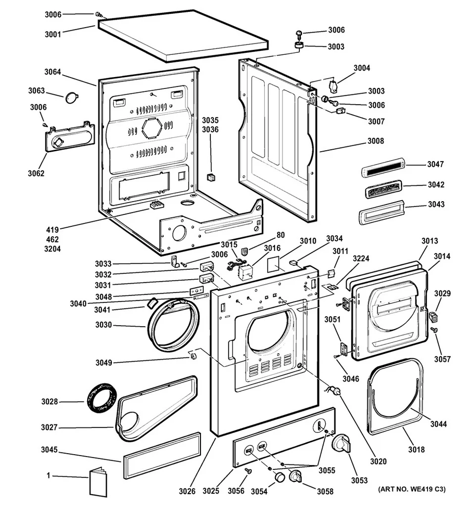 GE Dryer Bearing Felt Seal and Harness Assembly - WW01L01327