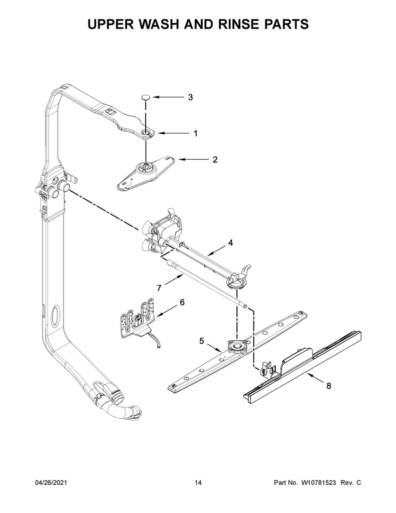 Whirlpool Dishwasher Center Spray Arm - WPW10498900, Replaces: W10342777 - Image 2