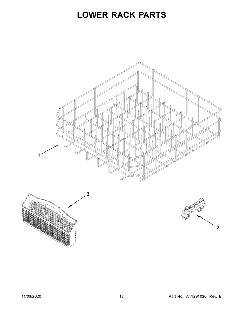 Whirlpool Dishwasher Silverware Basket - WP8562045, Replaces: W11772520