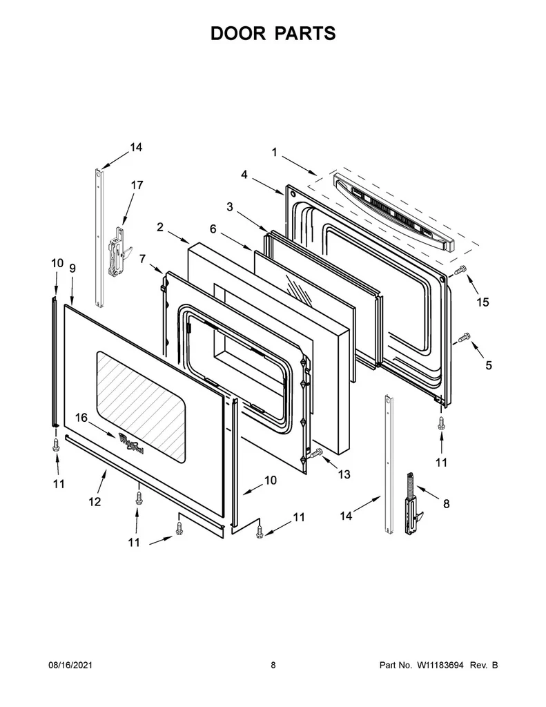 Whirlpool Range /Oven Door Hinge (Active) - WPW10299224, Replaces: W10299224 - Image 2